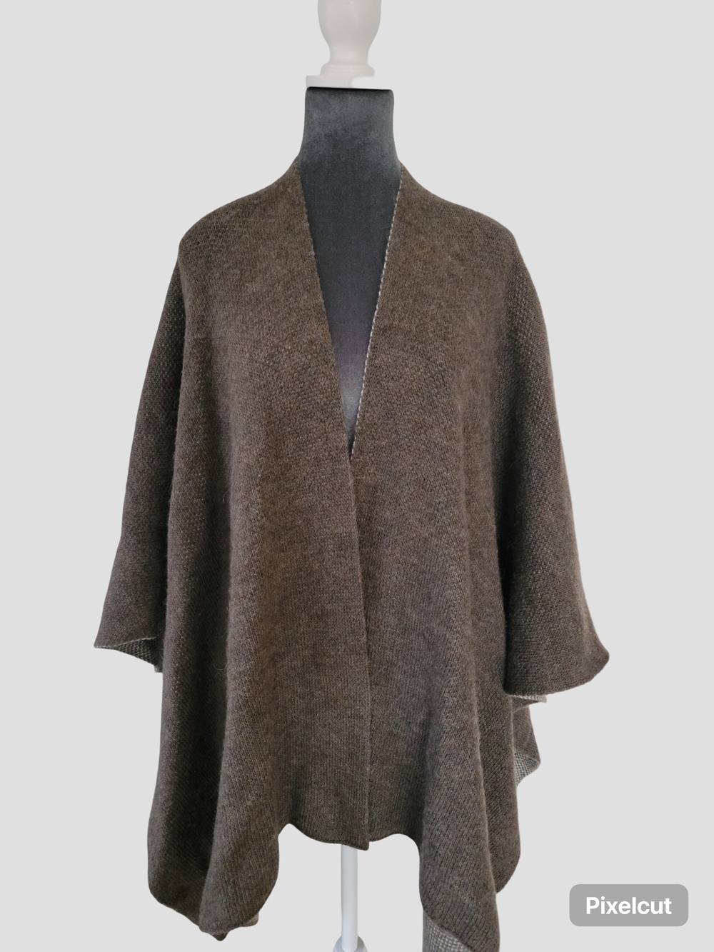 Cocogio Italian Open-Front Brown Knit Poncho Wrap
